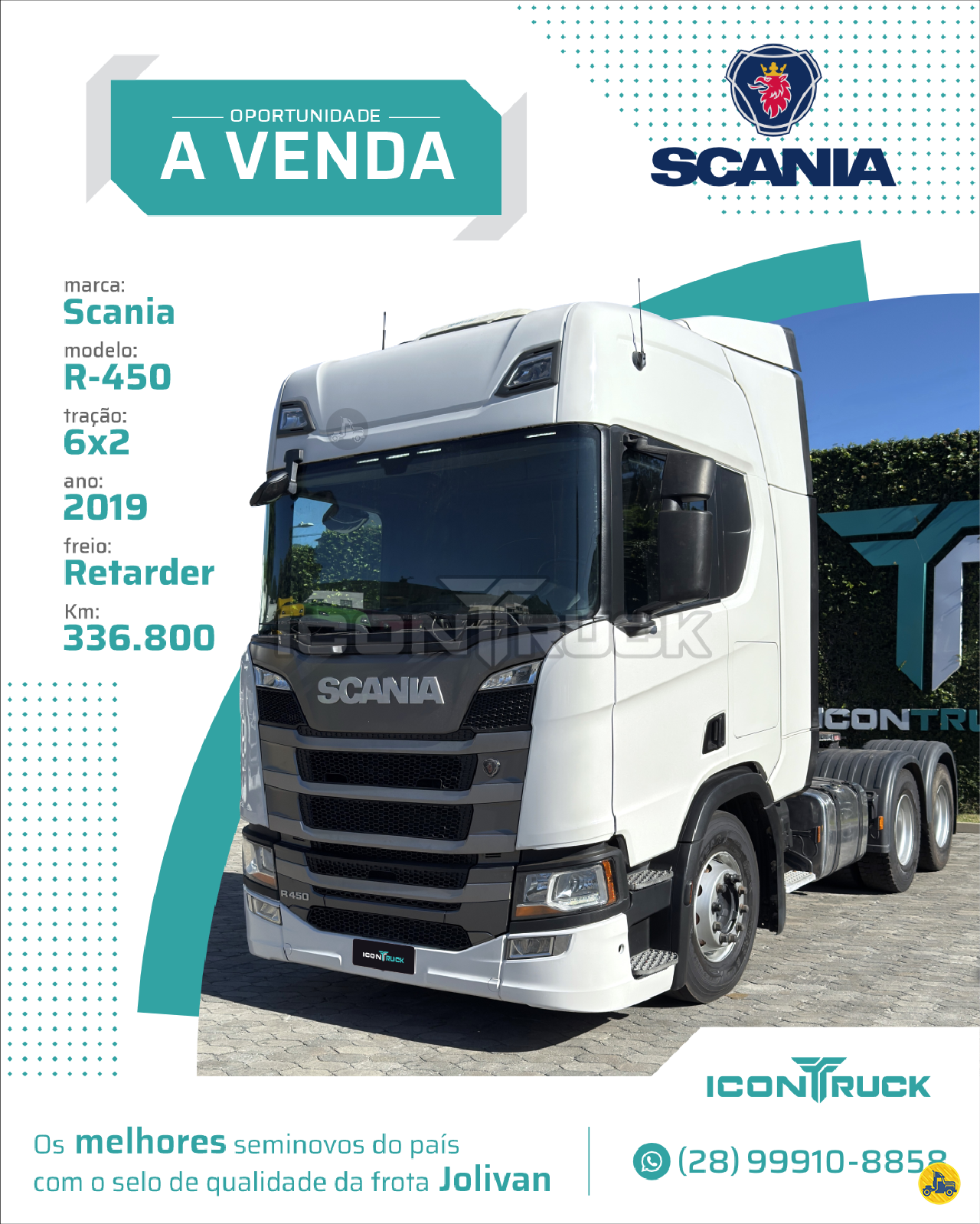 CAMINHAO SCANIA SCANIA R450 Cavalo Mecânico Cavalo 6x2 Icontruck -  Jolivan ICONHA ESPÍRITO SANTO ES